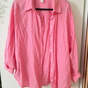H&M Vibrant Pink Linen Blend Top